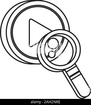 Media Player play-Taste mit Lupe Stock Vektor