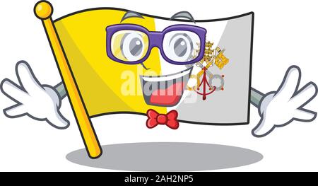 Super lustig Geek Flagge Vatikanstadt Blättern Cartoon Character Design Stock Vektor