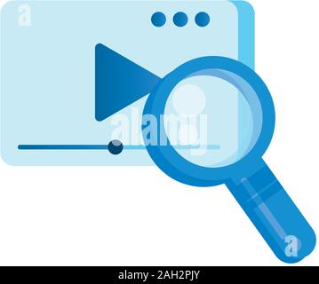 Media player Vorlage mit Play-Taste und Lupe Stock Vektor