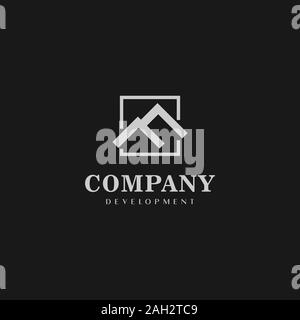 Buchstabe F Alphabetische Logo Design Vorlage, Immobilien Logo Konzept, Grau, Dach, um das obere Symbol, Rechteck, Quadrat Stock Vektor