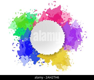 Happy holi Vector EPS 10. Card Design. Happy holi Grußkarte mit Farben spritzt. Kopieren Sie Platz für Ihren Text. Stock Vektor