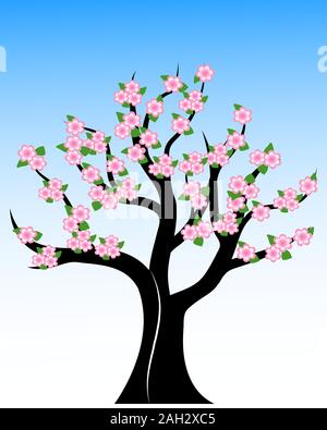 Cherry Blossom tree Abbildung. Kirschbaum Vector EPS 10. Stock Vektor