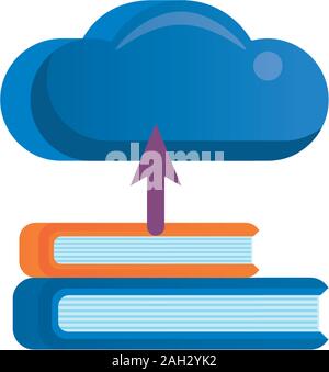 Cloud Computing Server mit Bücher Technologie Stock Vektor