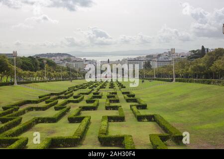 Lissabon, Portugal - 22. SEPTEMBER 2019: Der Park Eduardo VII ist ein öffentlicher Park nördlich der Avenida da Liberdade und den Marquis von Pombal Stockfoto