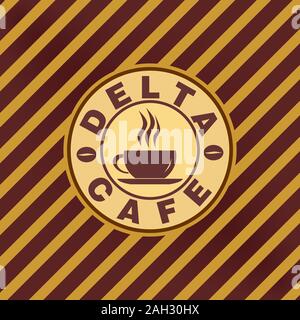 Delta Cafe Logo Design, Logo Vorlage für Cafe oder Coffee Shop, Essen & Trinken, Tassen, Symbol, Braun Ovale, heißen Kaffee Stock Vektor