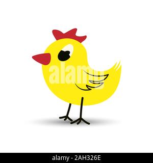 Farbiges icon gelb Huhn auf weißem Hintergrund. Flat Style Stock Vektor