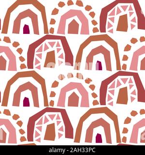 Rainbow schneiden Sie Papier abstrakte Moderne Formen nahtlose Muster. Rouge braun wiederholen Hintergrund für Verpackung, Textil- und print Design. Stock Vektor