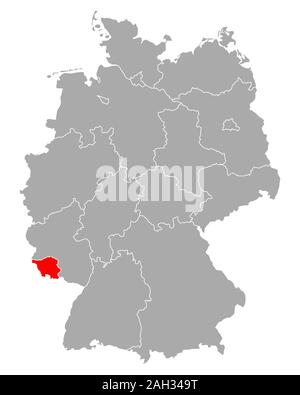 Karte des Saarlandes in Deutschland Stockfoto