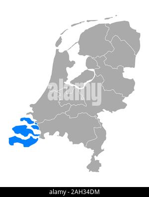 Karte von Zeeland in den Niederlanden Stockfoto