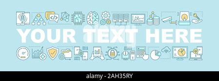 Datenschutz Wort Konzepte Banner. Die IT-Technologie. Große Daten. Isolierte schrift Typografie Idee mit linearen Symbolen. Maschinelles Lernen. Vektor Kontur Stock Vektor