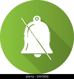 Benachrichtigungen aus flachen Design lange Schatten glyph Icon. Zur Erinnerung "Alarm aus". Stumm. Vektor silhouette Abbildung Stock Vektor