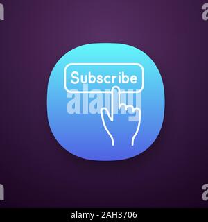Abonnieren klicken Sie auf die Schaltfläche Symbol der App. UI/UX-Benutzeroberfläche. Abonnement. Social Media App. Hand drücken der Taste. Web oder mobile Anwendungen. Vektor isolat Stock Vektor