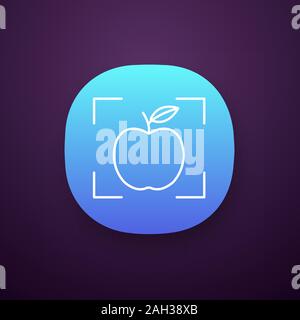 Objekterkennung app App. Vertieftes Lernen. Künstliche Intelligenz. Apple im Fokus. UI/UX-Benutzeroberfläche. Web oder mobile Anwendung. Vektor isolieren Stock Vektor