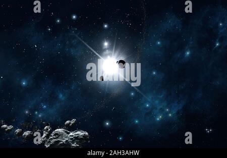 3d-Abbildung. Deep Space blue imaginären Nebula star Feld Stockfoto