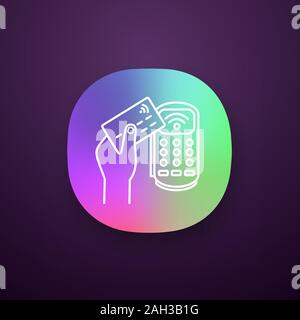 Payment Terminal App Symbol. POS-Terminal. NFC-Zahlung. Kontaktlose Transaktion. UI/UX-Benutzeroberfläche. Web oder mobile Anwendung. In der Nähe von Feld communicati Stock Vektor