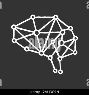 Künstliche Intelligenz chalk Symbol. Neuronales Netz. Digitale Gehirn. Neurotechnologie. Isolierte Vector Illustration Stock Vektor