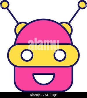 Chatbot Farbe Symbol. Talkbot. Moderne Roboter. Android lachen Bot chatten. Virtueller Assistent. Conversational Agent. Isolierte Vector Illustration Stock Vektor