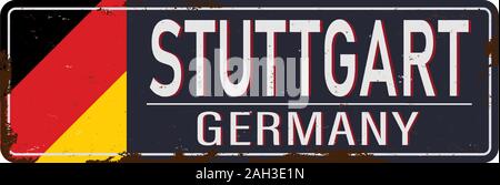 Stuttgart Schild mit deutscher Flagge auf weißem Hintergrund. Stock Vektor