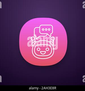 Mit Sprechblasen app Symbol Chatbot. UI/UX-Benutzeroberfläche. Moderne Roboter. Talkbot Eingabe beantworten. Online Support. Virtueller Assistent. Chat bot. Web oder m Stock Vektor
