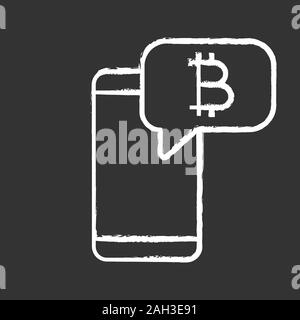 Bitcoin chat Chalk Symbol. Cryptocurrency forum. Mit bitcoin in Sprechblase Smartphone. Crypto Währung Nachrichten Benachrichtigung. Isolierte Vektor c Stock Vektor