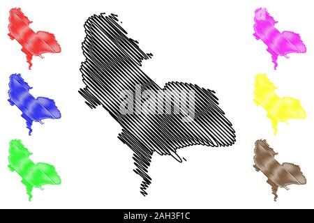 Kanton Una-Sana (BiH, die Föderation von Bosnien und Herzegowina, der FBiH) Karte Vektor-illustration, kritzeln Skizze Una Sana Karte Stock Vektor