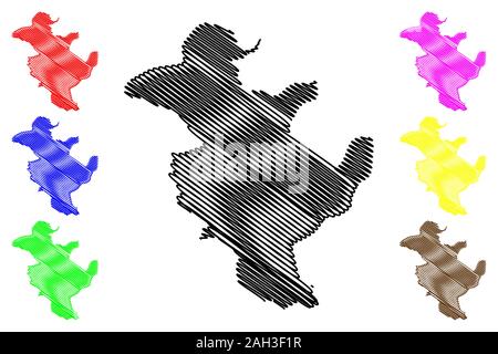 Kanton Tuzla (BiH, die Föderation von Bosnien und Herzegowina, der FBiH) Karte Vektor-illustration, kritzeln Skizze Tuzla Karte Stock Vektor