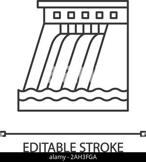 Wasserkraftwerk lineare Symbol Wasser Energie Anlage Dünne Linie Abbildung Wasserkraft