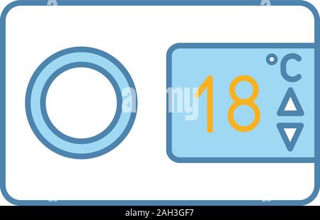 Digitaler Thermostat Farbe Symbol. Climate Control Display. Temperaturregelung. Klimaanlage Fernbedienung. Isolierte Vector Illustration Stock Vektor