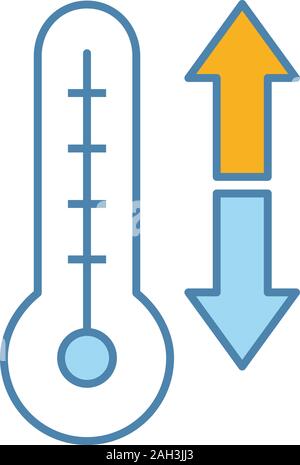 Klimaanlage mit Regelautomatik Farbe Symbol. Temperaturregelung. Thermometer mit Nach unten und Nach oben Pfeile. Isolierte Vector Illustration Stock Vektor