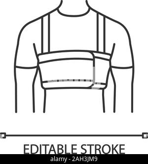 Die Chirurgische Männer Rippe Riemen lineare Symbol. Männliche post Chirurgie Brust Binder. Dünne Linie Abbildung. Gynäkomastie verband. Elastische sternalen Korsett. Kontur sym Stock Vektor