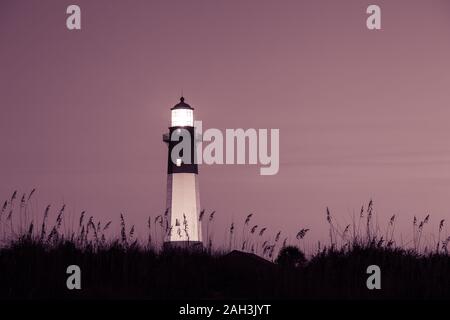 Leuchtturm in der Nacht, Tybee Island, USA Stockfoto
