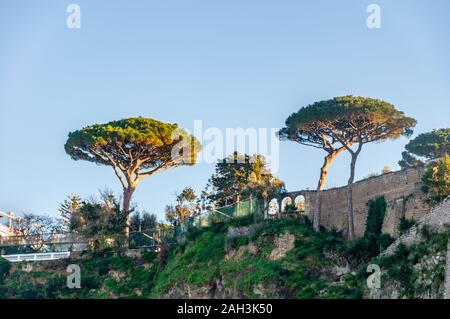 Sorrento, ein Badeort an der berühmten Amalfiküste, in den Golf von Neapel und in der Nähe von Amalfi, Positano und Pompeji. Blick auf die Klippe Stockfoto
