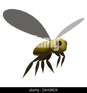 Polygonal gelb Biene auf einem weißen Hintergrund. Isometrische Ansicht. 3D. Vector Illustration. Stock Vektor