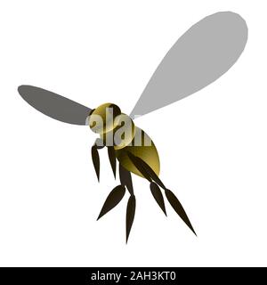 Polygonal gelb Biene auf einem weißen Hintergrund. Isometrische Ansicht. 3D. Vector Illustration. Stock Vektor