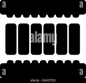 Matratze Schichten glyph Icon. Latex, Schaumstoff oder Kokosnuss Füller. Federlosen Matratze ausschneiden. Silhouette Symbol. Negativer Platz. Vektor isoliert Illu Stock Vektor