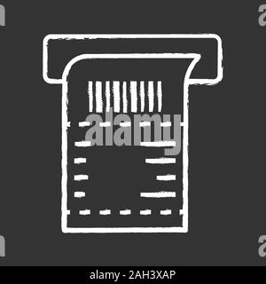 ATM Eingang chalk Symbol. Payment Terminal Papier prüfen. Bill. Kaufbeleg. Isolierte vektor Tafel Abbildung Stock Vektor