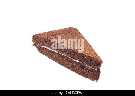 Süß lecker Schokolade Kuchen große Dreieck auf weißem Hintergrund Stockfoto