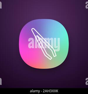 Augenbrauen Pinzette App Symbol. UI/UX-Benutzeroberfläche. Kosmetische Pinzetten. Hair removal tool. Web oder mobile Anwendung. Vektor isoliert Abbildung Stock Vektor