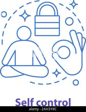 Self Control Konzept Symbol. Geist Freiheit Idee dünne Linie Abbildung. Inneren Frieden. Meditation. Wellness. Yoga. Vektor isoliert Maßbild Stock Vektor