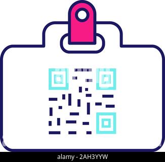 QR-Code ID-Karte Farbe Symbol. Namensschild mit Matrix Barcode. ID-Karte mit 2D-Code. Zweidimensionale Barcode Daten. Isolierte Vektor illustrati Stock Vektor