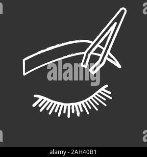 Augenbrauen formen Chalk Symbol. Augenbrauen Korrektur. Augenbrauen tweezing. Augenbrauen zupfen. Kosmetische Pinzette. Isolierte vektor Tafel Abbildung Stock Vektor