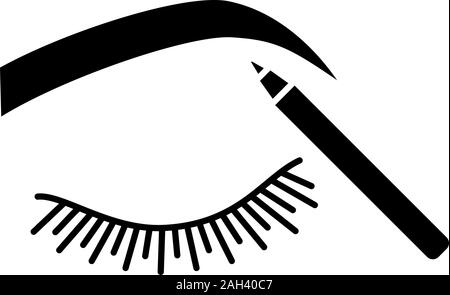 Augenbrauen formen Glyph icon. Make-up Pencil. Augenbrauen Make-up. Augenbrauen schneiden der Konturen. Augenbraue Bleistift. Silhouette Symbol. Negativer Platz. Vektor isoliert illustr Stock Vektor