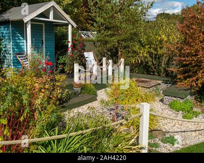 Sonnigen Strand / Meer Themengarten, Barnsdale Gärten, Oakham, Rutland, England, UK. Stockfoto