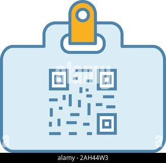 QR-Code ID-Karte Farbe Symbol. Namensschild mit Matrix Barcode. ID-Karte mit 2D-Code. Zweidimensionale Barcode Daten. Isolierte Vektor illustrati Stock Vektor