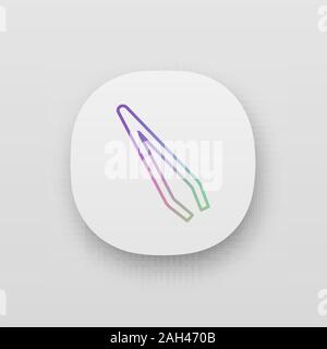 Augenbrauen Pinzette App Symbol. UI/UX-Benutzeroberfläche. Kosmetische Pinzetten. Hair removal tool. Web oder mobile Anwendung. Vektor isoliert Abbildung Stock Vektor