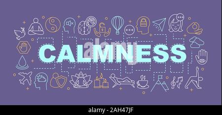 Ruhe Wort Konzepte Banner. Geist der Freiheit. Wellness, Frieden. Achtsamkeit. Präsentation, Website. Isolierte schrift Typografie Idee mit linearen Symbole Stock Vektor