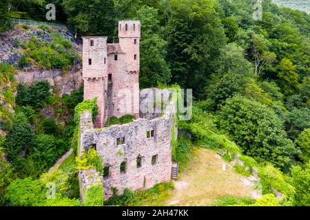 Deutschland, Baden-Württemberg, Neckarsteinach, Luftaufnahme der Hinterburg Schloss Stockfoto