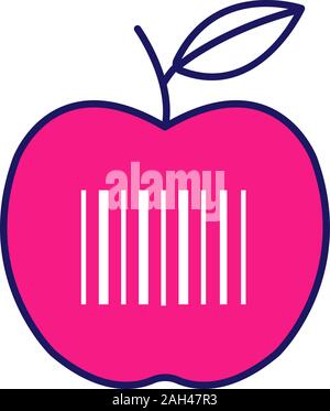 Produkt barcode Farbe Symbol. Apple mit linearen Barcode. Einzelhandel, Merchandise. Lebensmittelgeschäft. Barcodes Identifikation. Isolierte Vector Illustration Stock Vektor