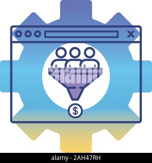 Verkehr Umwandlung Farbe Symbol. Sales Funnel. Internet-marketing-Strategie. Kunden Filter. Conversion Rate. Lead Generation. Isolierte vektor Lllustrat Stock Vektor