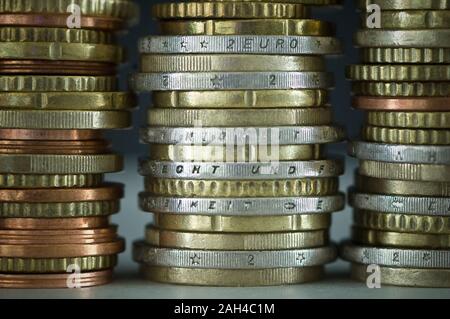 Stapel von Euro-Münzen Stockfoto